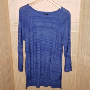Cupio Womens Blue High Low Thin Crewneck Tunic Sweater Large